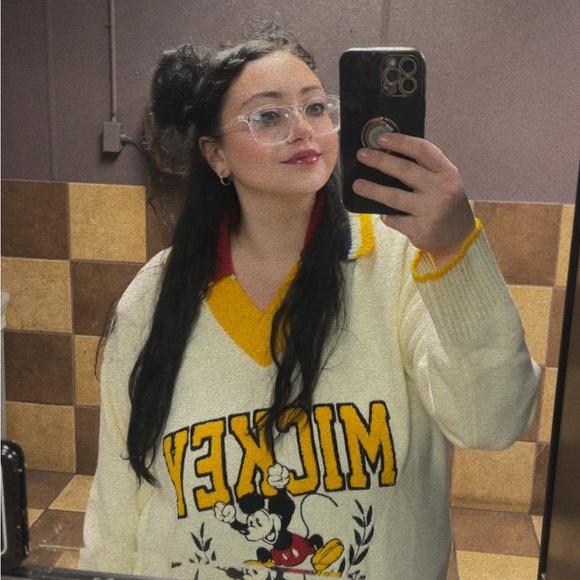 Disney Mickey V-Neck Sweater - White and Yellow - Picture 4 of 4